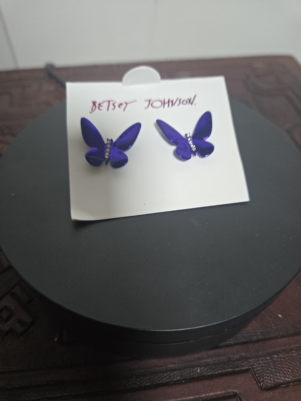 NWT Betsey Johnson Purple Butterfly Stud Earrings